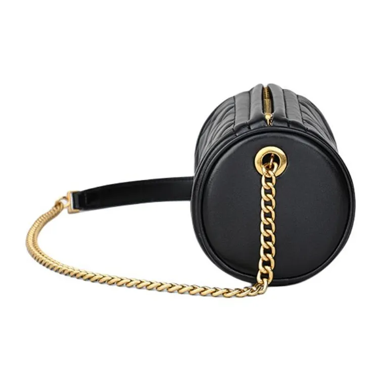 PT'SON Cow Leather With Synthetic Leather Shoulder Bag Women's Elegant Black-4
