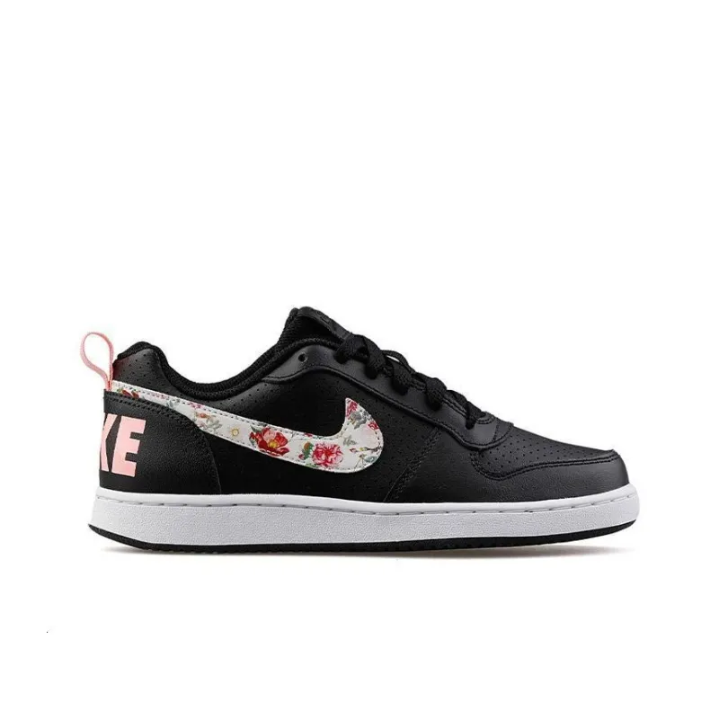 Nike Court Borough Low VF GS 'Floral Swoosh - Black'-1