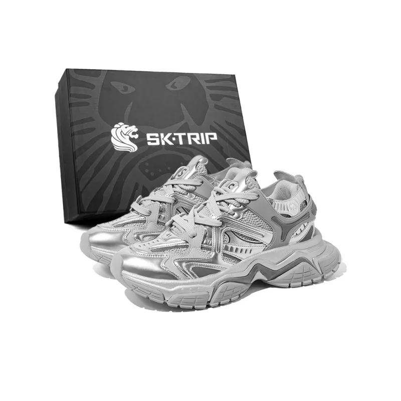 SK.TRIP Crossbow Series Chunky Sneakers Unisex Low Top Jet Black-0
