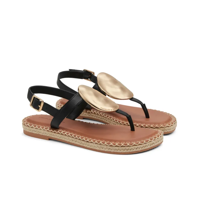 CHARLES&KEITH Small Ck One Strap Sandals 2.1cm Women's Beige/Beige/Black-6