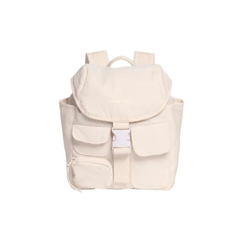 ZARA Polyamide Backpack Regular Women's Beige-0