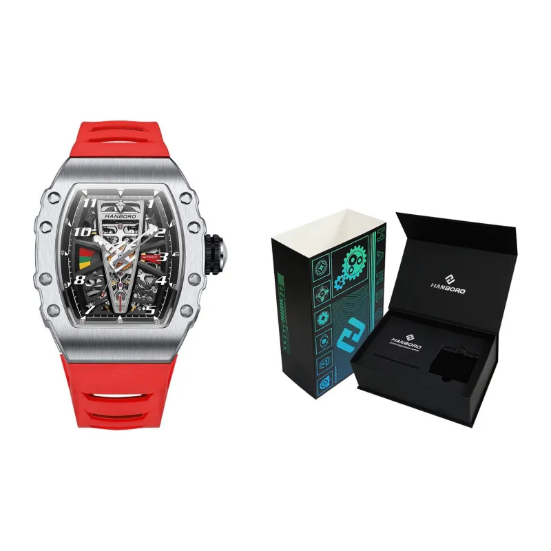 HANBORO Automatic Mechanical Movement Watch Men's Watches Cut-Out Dial HBR983-BR-1