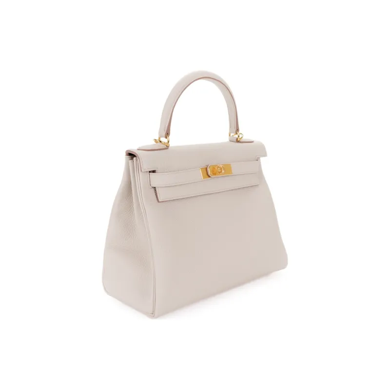 HERMES Kelly Togo Calfskin Kelly Bag Handbags Women's 8L Beton Glacier White & Concrete Gray-1