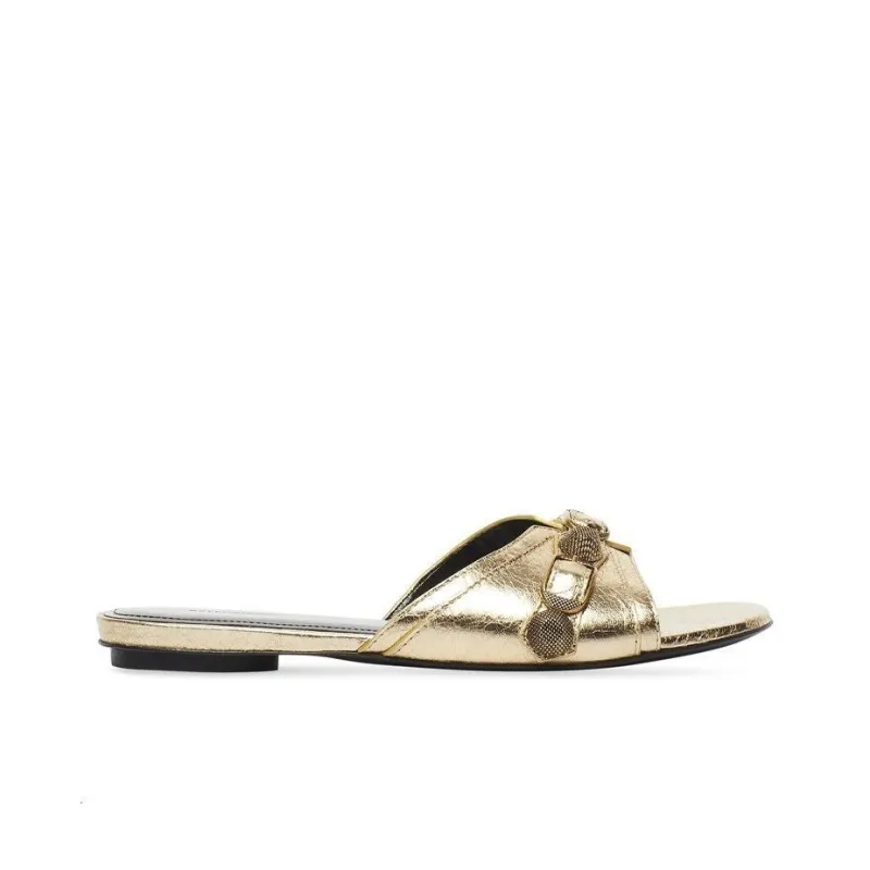 Balenciaga Cagole Slide Slippers Women's Gold-1
