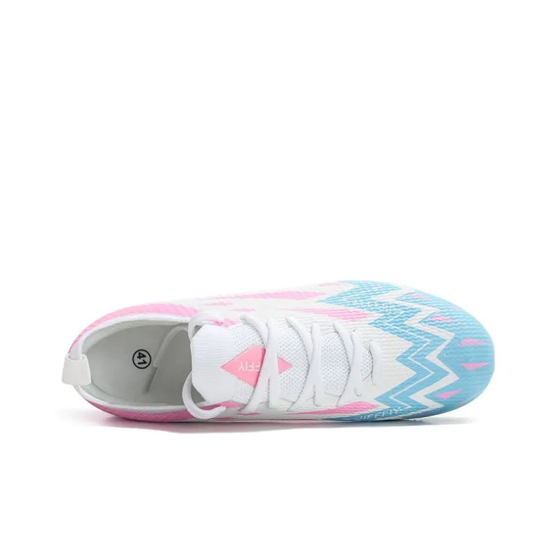 Jifffly Cushioned Anti Slip And Wear Resistant Lightweight Soccer Shoes Unisex White Blue Pink-4