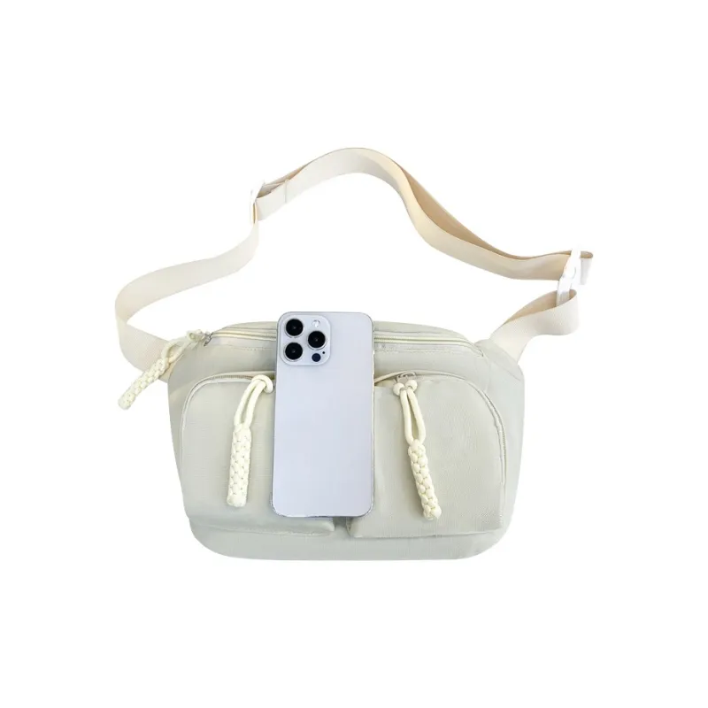 DOSRFINI High quality Fabric Crossbody Bag Medium Size Unisex White/Black-2