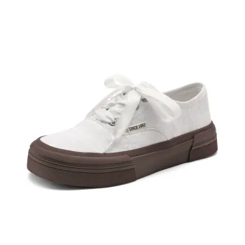 BELLE Low Top Canvas Shoes Women's Green Ecru