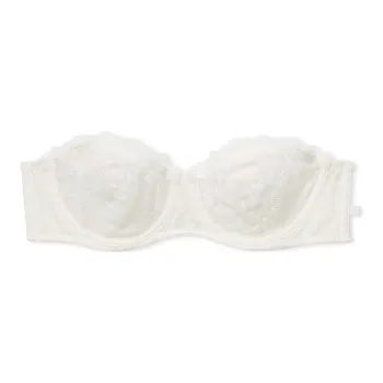Victoria's Secret PINK Sexy Tee Unlined Lace Strapless Bra/Coconut White Bra Women's Coconut White