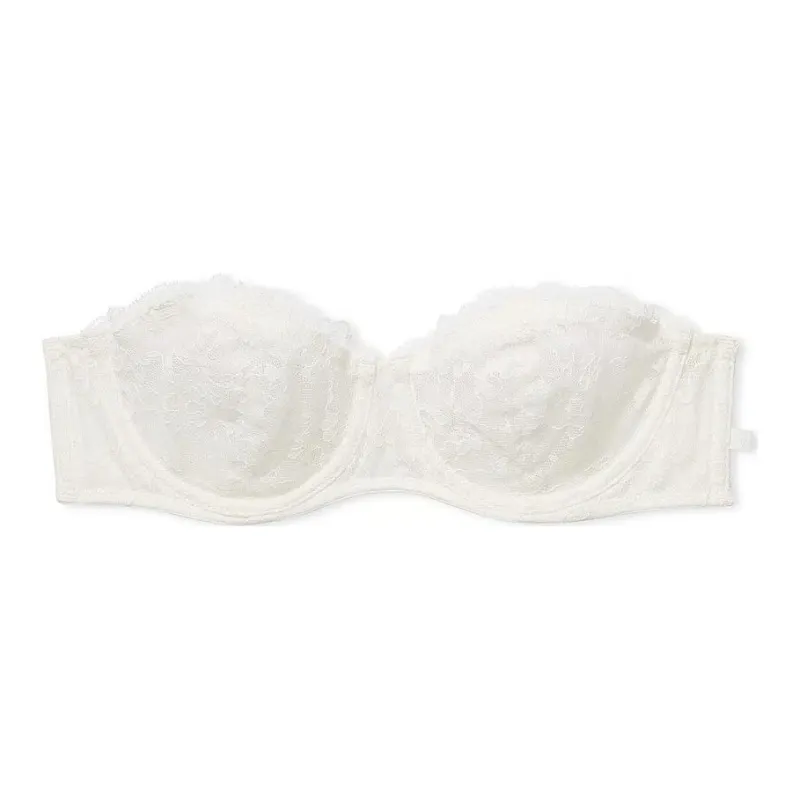 Victoria's Secret PINK Sexy Tee Unlined Lace Strapless Bra/Coconut White Bra Women's Coconut White-0