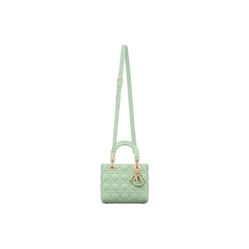 DIOR Lady Dior Cannage Lambskin Dior Bag Shoulder Bag Crossbody Bag Handbag Small Size Women's Light Mint-1