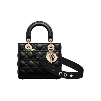DIOR Lady DiorMy ABCDior Cannage Lambskin Shoulder Bag Crossbody Bag Handbag Small Size Women's Black
