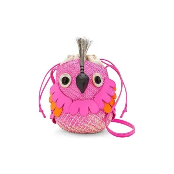 LOEWE Iracan Palm With Cow Leather Shoulder Bag, Crossbody Bag Women's Natural & Fuchsia