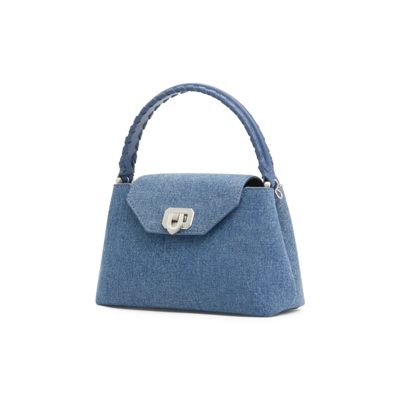 CHARLES&KEITH Fabric Handbag Medium Size Women's Dark Denim Blue-1