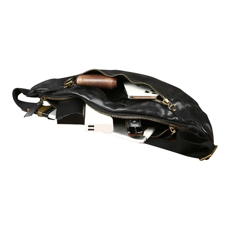DOSRFINI Genuine Leather Vegetable Tanned Top Grain Cow Leather Sling Bag Men's-2