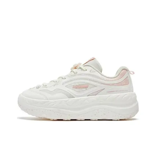 QIAODAN Dry Running Shoes Women's Low-Top Ivory/Floral Honey Pink