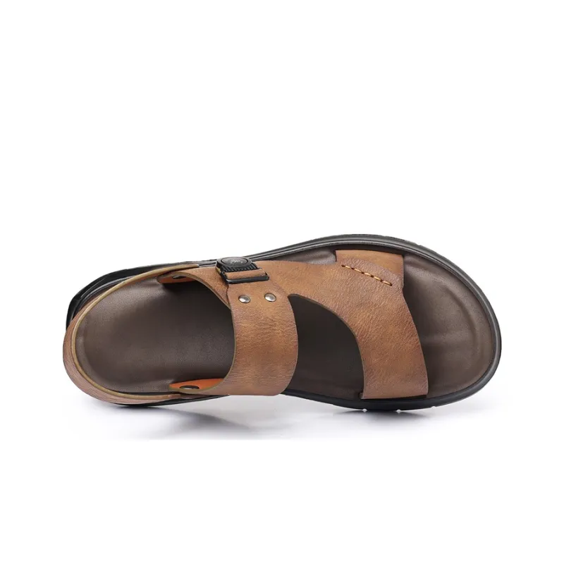 LIANGGUAN Beach Sandals Men Gray/Brown-4