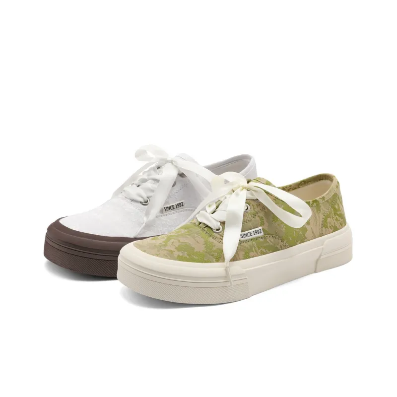 BELLE Low Top Canvas Shoes Women's Green Ecru-9