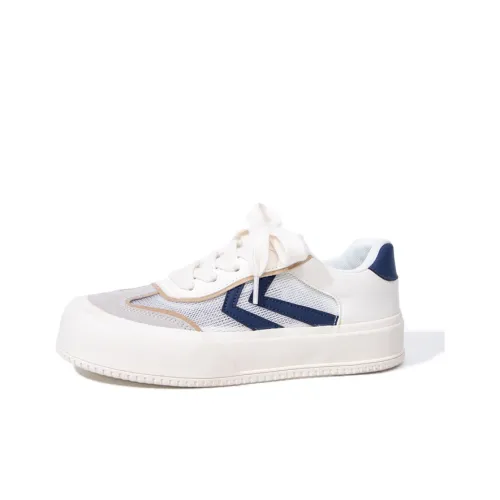 Feiyue Skateboard Shoes Women's Low-Top Beige/Dark Blue