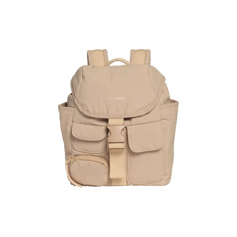 ZARA Polyamide Backpack Regular Women's Beige-0