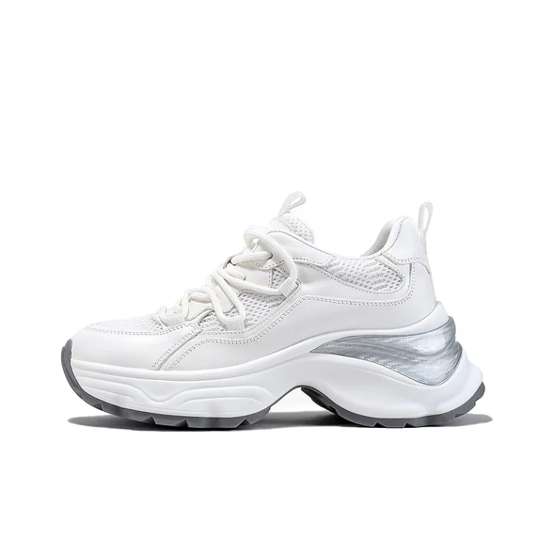BELLALILY Anti-Slip And Wear-Resistant Height Increasing Low-Top Chunky Sneakers Women's-0