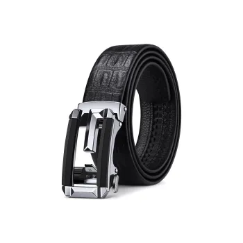 WilliamPOLO Cow Leather Top Grain Cow Leather Leather Belts Men's Silver 3.3cm Width