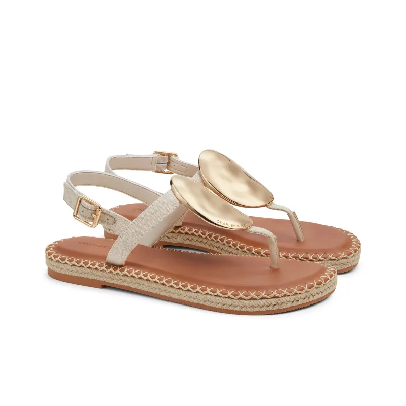 CHARLES&KEITH Small Ck One Strap Sandals 2.1cm Women's Beige/Beige/Black-1