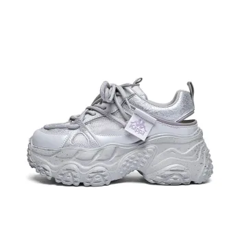 Kappa Anti Slip Wear Resistant Breathable Height Increasing Low Top Chunky Sneakers Women's Gray Silver