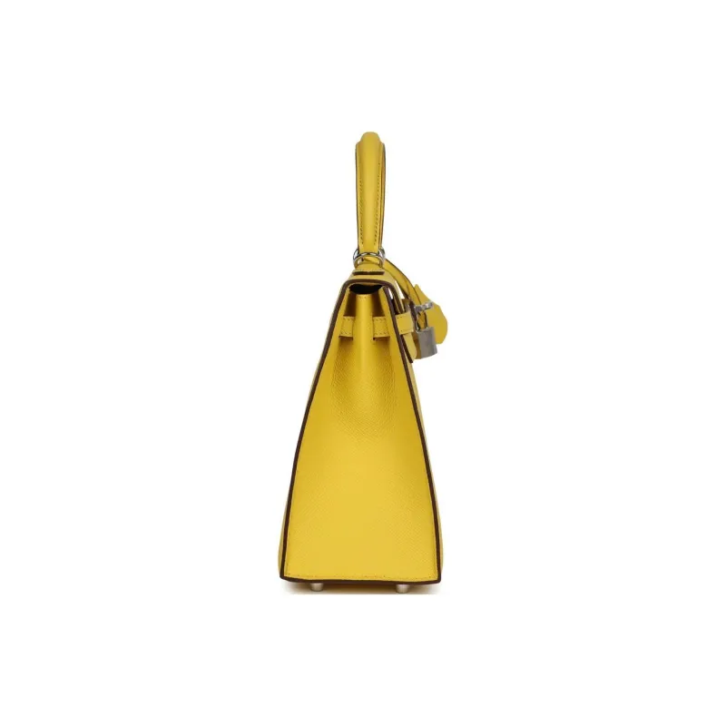 HERMES Kelly Epsom Leather Kelly Bag, One Shoulder Handbag Women's 9O Jaune De Naples Yellow-3