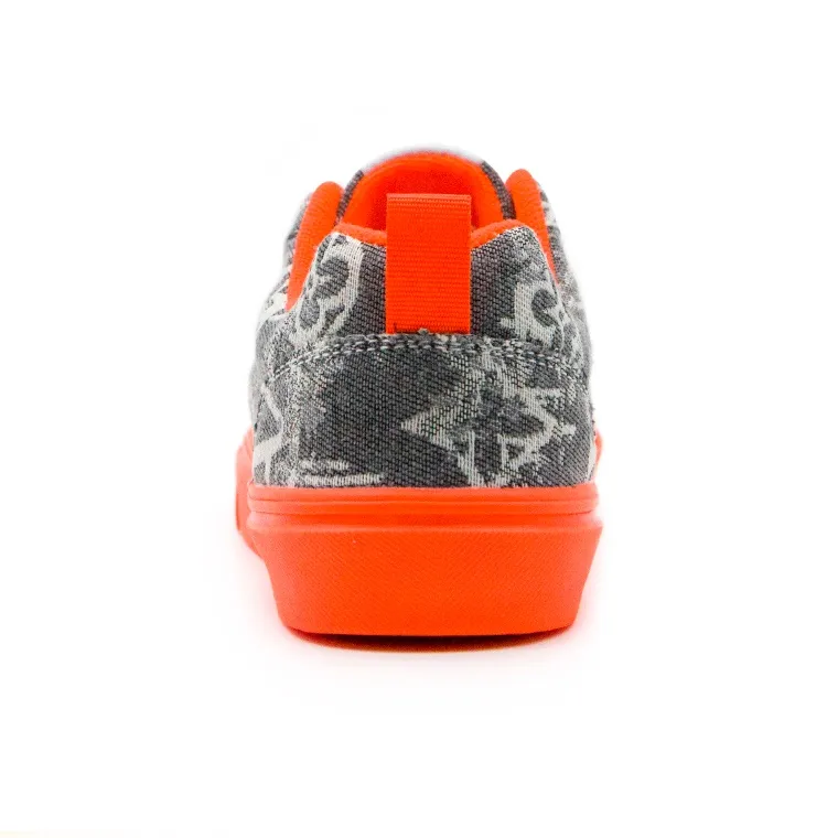 YIBONI Slip Resistant Breathable Lightweight Low Top Canvas Shoes Unisex Gray Orange Base-5