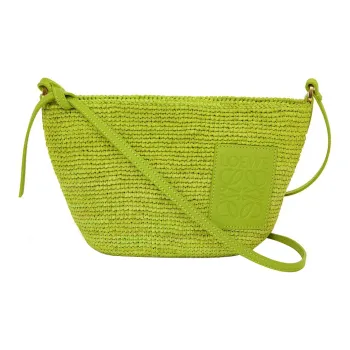 LOEWE Slit Raffia Fiber Cow Leather Shoulder Bag Crossbody Bag Women's Grass Green