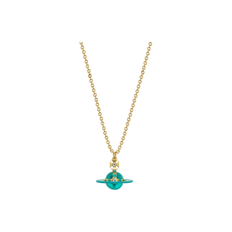 Vivienne Westwood Brass Swarovski Crystal Enamel Cubic Zirconia Necklaces Unisex Gold/Mint-0