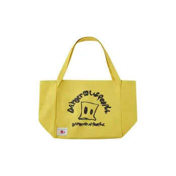 DANGEROUSPEOPLE Cotton Tote Bag, Shopping Bag, Shoulder Bag, Handbag Regular Unisex Yellow/Ecru/Green/Pink
