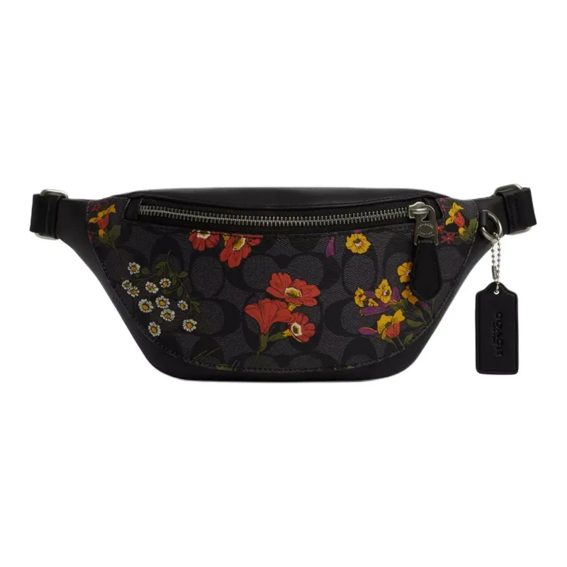 COACH Warren Coated Canvas With Smooth Calfskin Fanny Pack Large Size Women's Bronze & Charcoal Gray-0