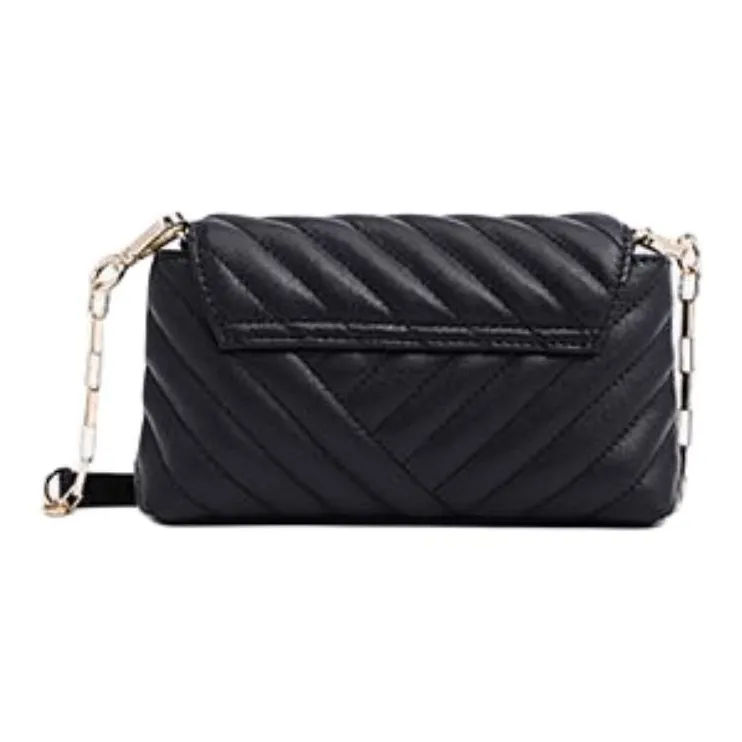 FION Cow Leather Small Square Bag, Crossbody Bag Trumpets Women's Black-3