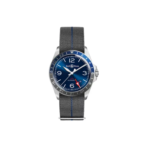 BELL & ROSS Automatic Mechanical Movement Unisex Watch 41mm Blue Dial Stainless Steel Watch Case Canvas Strap