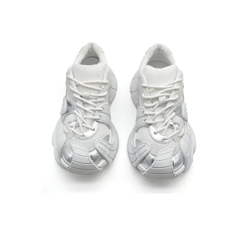 H2 Anti Slip Wear Resistant Low Top Chunky Sneakers Unisex White-3