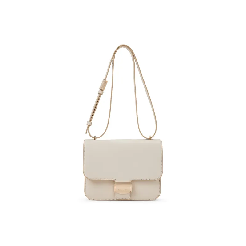 CHARLES&KEITH Polyurethane Synthetic Leather Crossbody Bags Medium Size Women's Beige/Chocolate-0