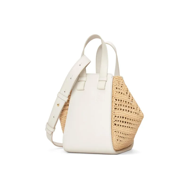 LOEWE Raffia With Calfskin Handbag Shoulder Bag Crossbody Bag Women's Soft White & Natural-1