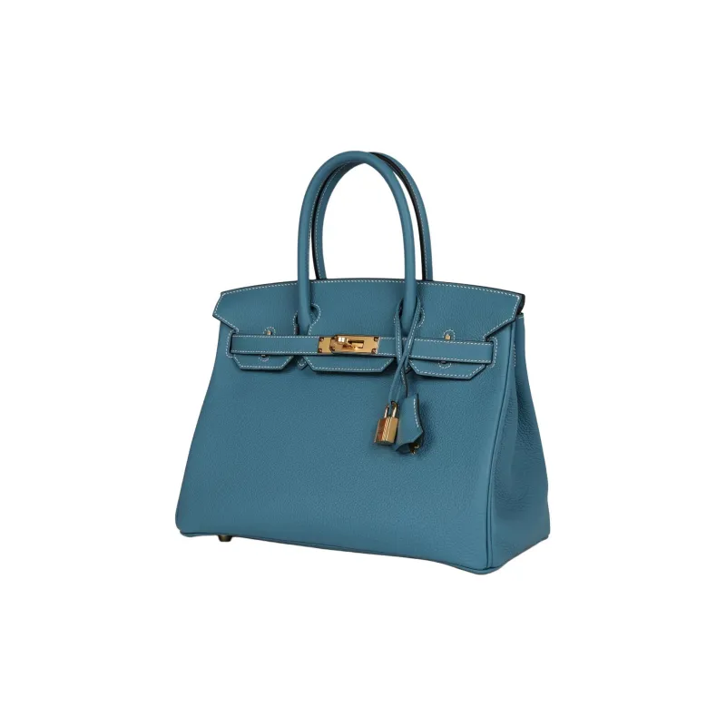 HERMES Birkin Togo Leather Birkin Bag Handbags Women's New Denim Blue-2