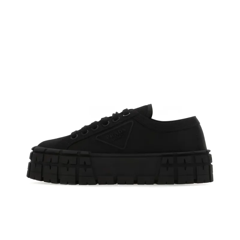 PRADA Women's Gabardine Wheel Platform 'Triple Black'-0