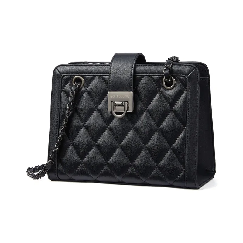 RED DRAGONFLY Cow Leather Shoulder Bag, Crossbody Bag Regular Women's Black-1