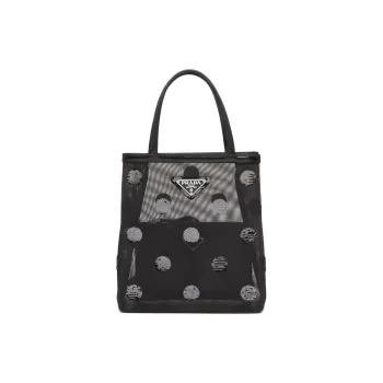 PRADA Leather Tote Bag Shopping Bag Combo One Shoulder Handbag Small Size Women's Black