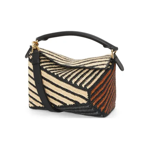 LOEWE Cow Leather Shoulder Bag, Crossbody Bag Small Size Women's Natural & Honey Gold