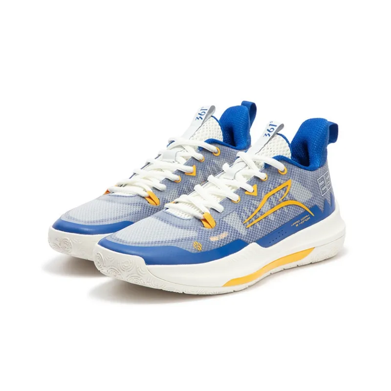 361° DVD Team Assist Future Cushioning Anti Slip Wear Resistant Breathability Low Top Basketball Shoes Men's Blue White-2