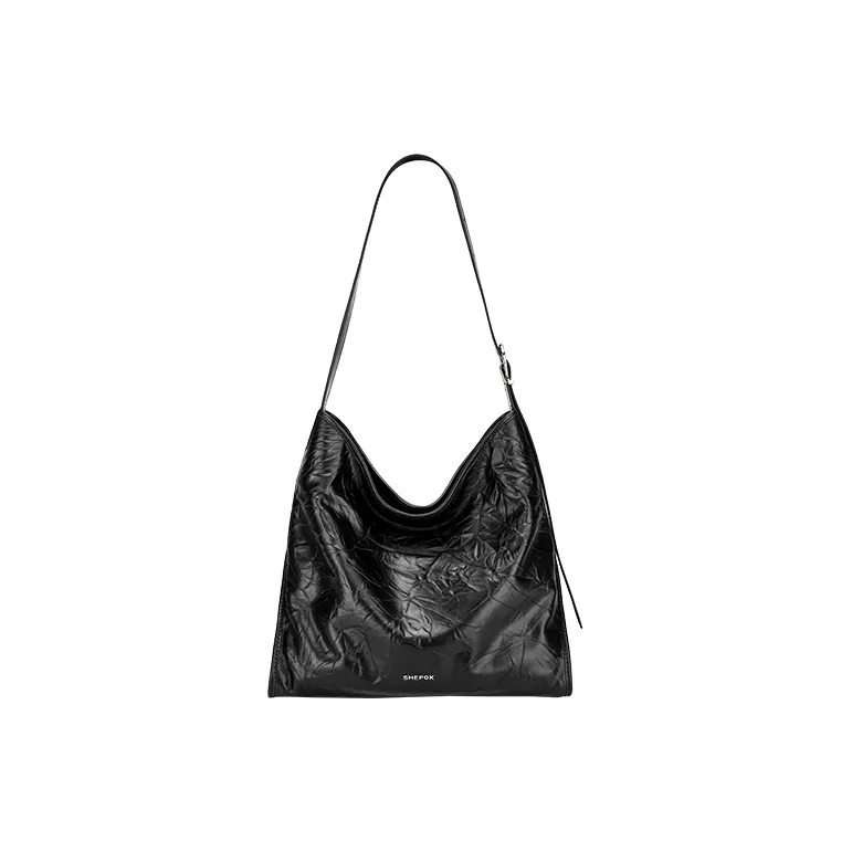 SHEPOK Cow Leather Shoulder Bag Crossbody Bag Tote Regular Unisex Silver/Black/White-5