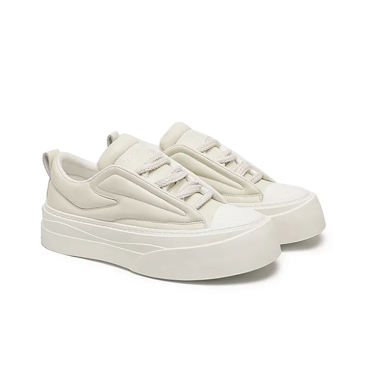 Angelmi Anti Slip Wear Resistant Low Top Skateboard Shoes Men's White-1