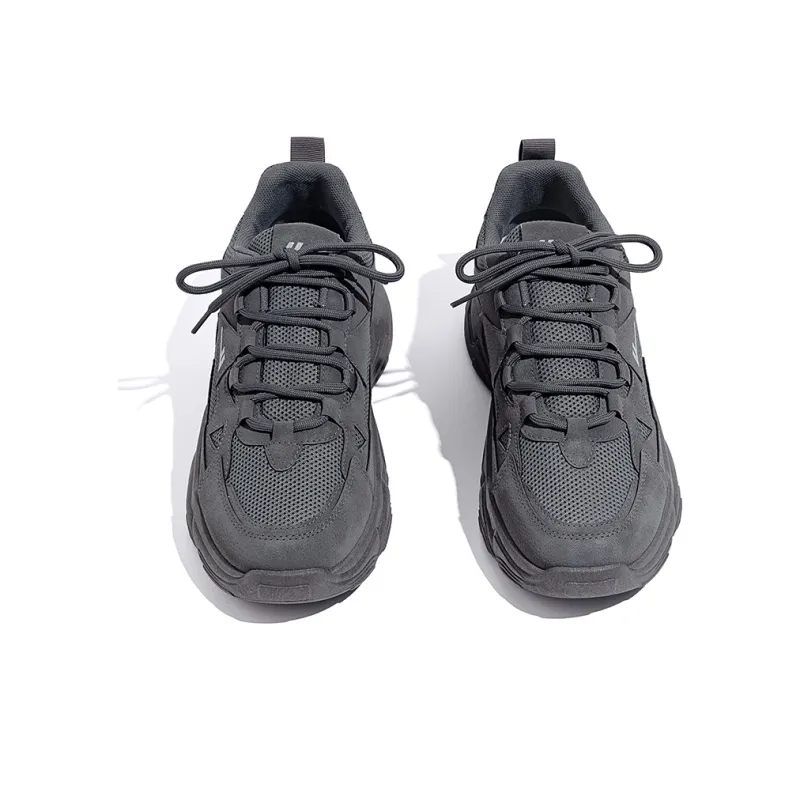 Warrior Breathable Lightweight Height Increasing Low Top Chunky Sneakers Men's Gray-3