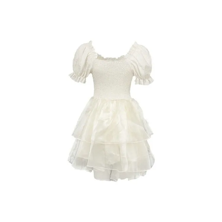 DOSOHEB Short Sleeved Dresses Women's White-1