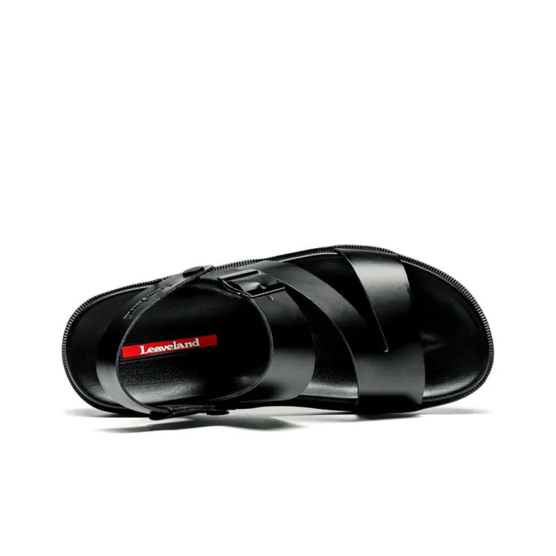 LEAVELAND Beach Sandals Men's Black-2
