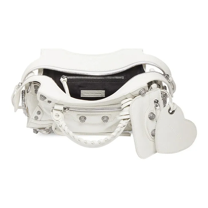 Balenciaga Neo Cagole Arena Lambskin Handbag Crossbody Bag Shoulder Bag Women's White-4